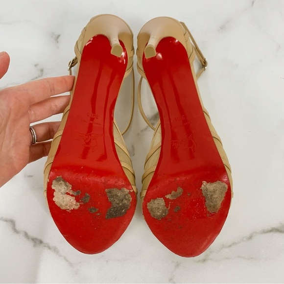 CHRISTIAN LOUBOUTIN Filamenta 120 leather mesh peep toe platform sandals 39.5 - Picture 10 of 16